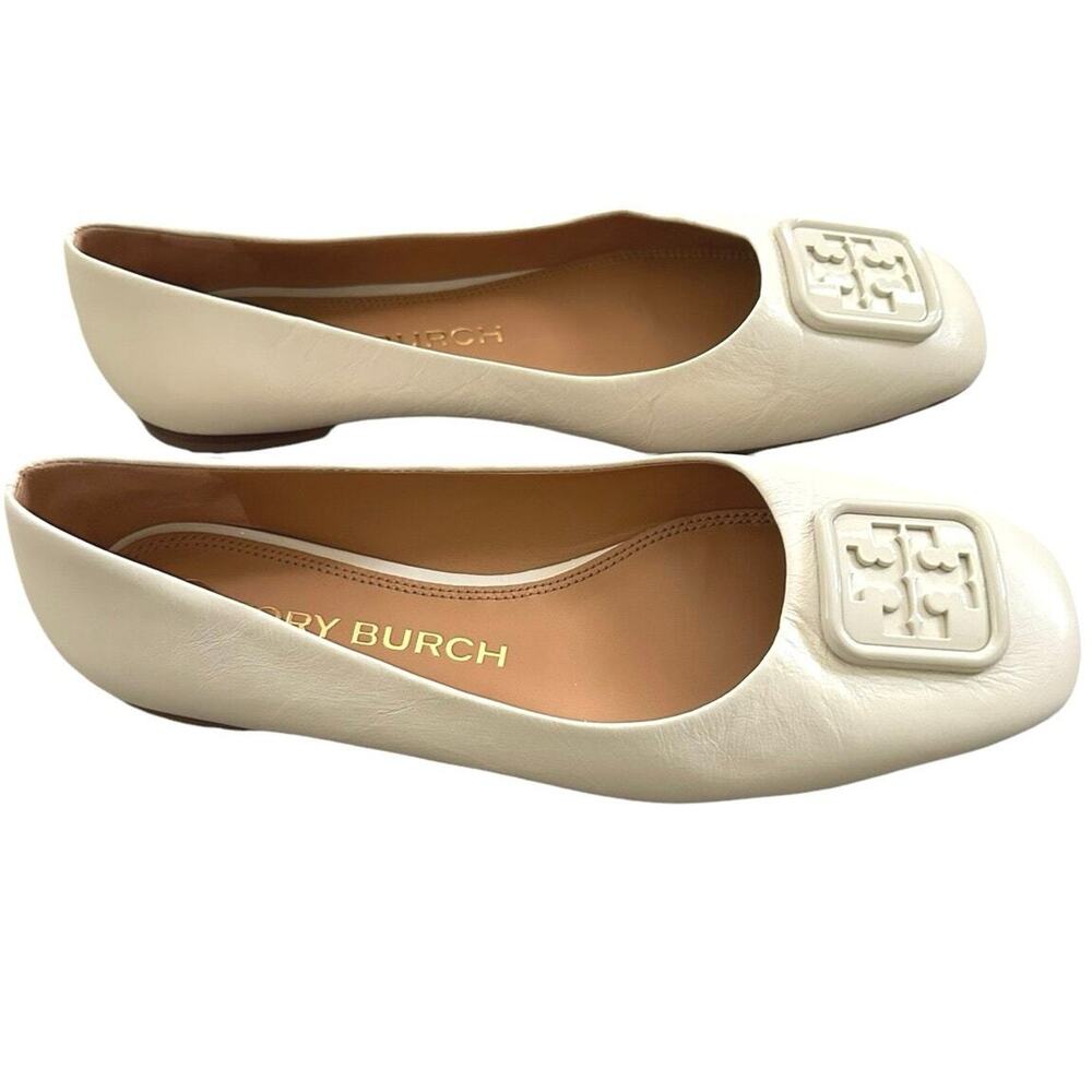 Tory Burch Women's Georgia Brie Wrinkle Leather Ballet Flats Shoe 8.5